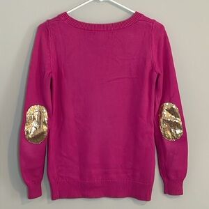 Banana Republic Long Sleeve Sweater - Pink with Gold Sequin Elbow Patches